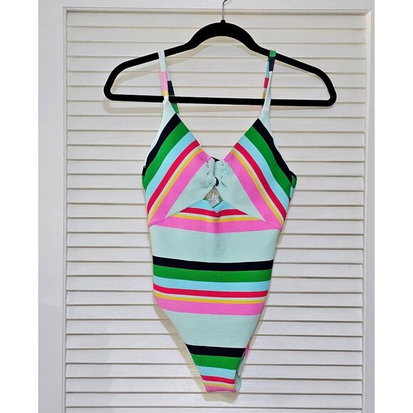 NWT Trina Turk Women's Deco Stripe High Leg Maillot One-Piece Swimsuit Sz 8 2588 - Picture 9 of 11